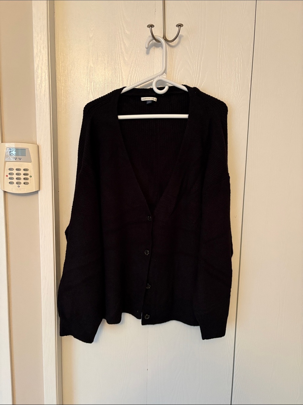 American Eagle Black Button-Front Knit Cardigan Sweater